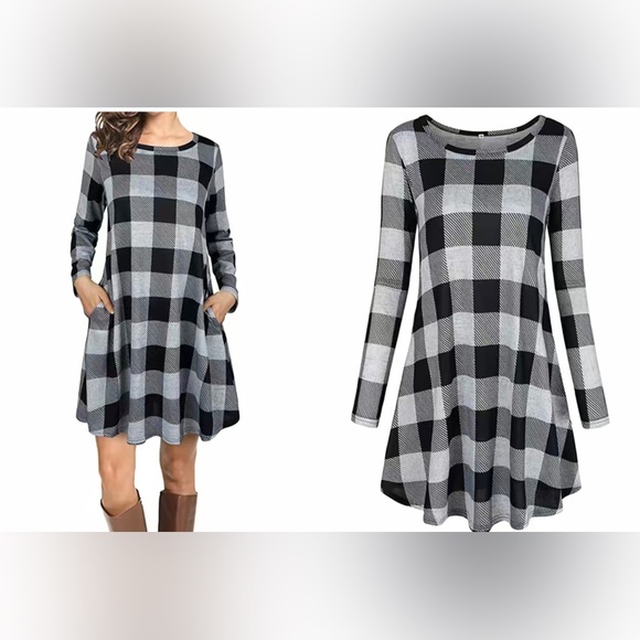 GINGHAM PRINT DRESS - Picture 2 of 14